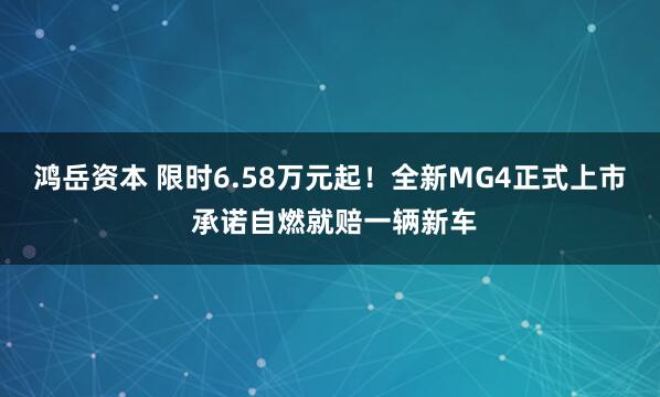 鸿岳资本 限时6.58万元起！全新MG4正式上市 承诺自燃就赔一辆新车